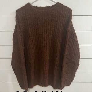 Zenana Outfitters Chocolate Knit Crew Neck Sweater